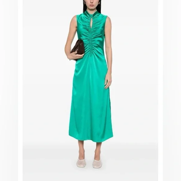 Sandro DRAPED SATIN-EFFECT DRESS - Picture 2 of 7